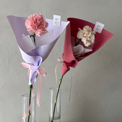 單支康乃馨花束- 淺粉2