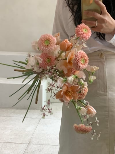 手臂式捧花 - 杏粉色系2