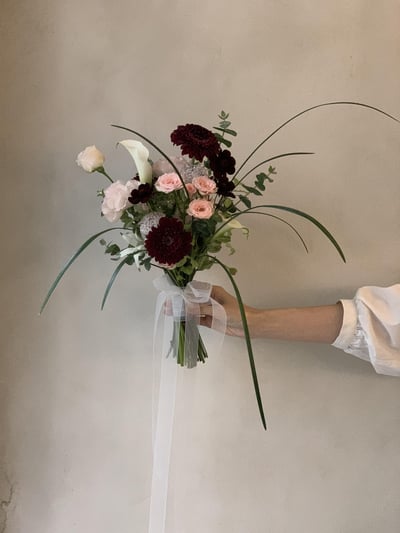 韓式線型捧花 - 紅粉色系4