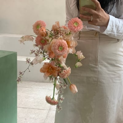 手臂式捧花 - 杏粉色系1