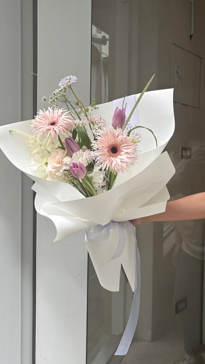 粉紫色系羽毛太陽花束3