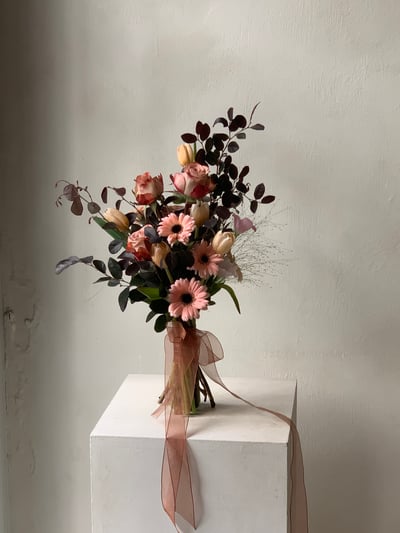 韓式新娘捧花 - 紅裸色系2