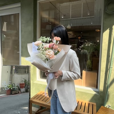 摟在懷裡也可愛 M Size 花束 - 奶茶4