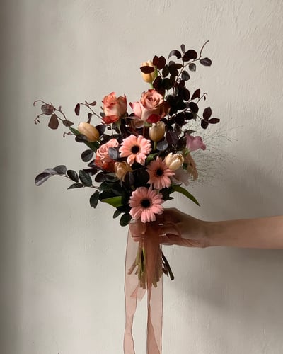 韓式新娘捧花 - 紅裸色系3