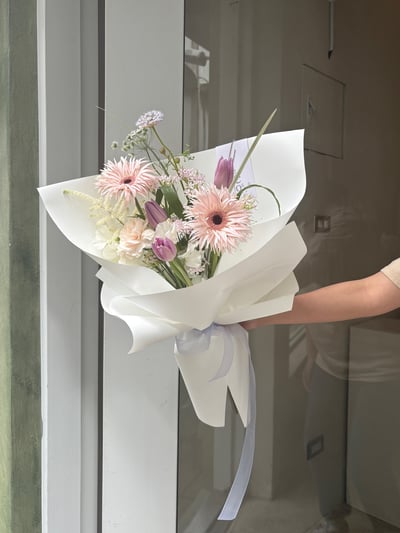 粉紫色系羽毛太陽花束2