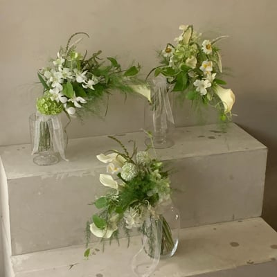 手臂式捧花 - 白綠色系2