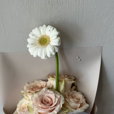 5 支流沙玫瑰＋珍珠非洲菊花束2