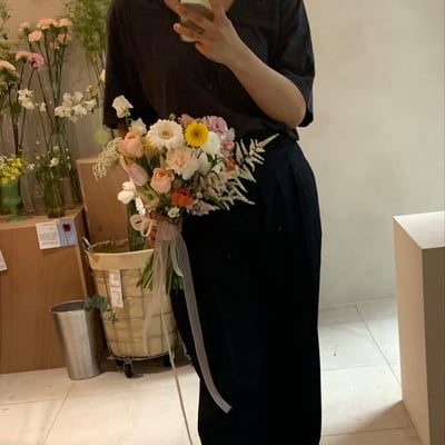 韓式線型捧花 - 橘粉蜜桃2