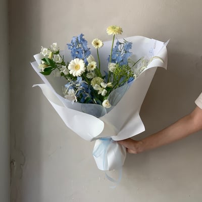 藍白色系混合花束1