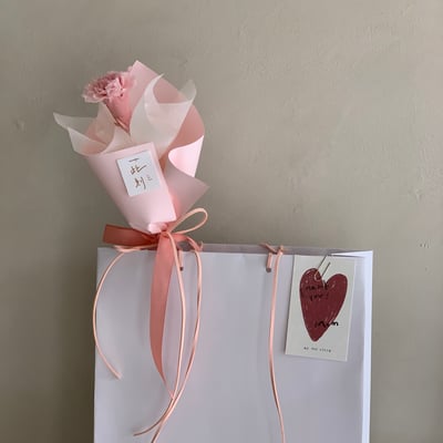 單支永生康乃馨花束 - 淺粉4