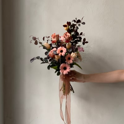 韓式新娘捧花 - 紅裸色系1