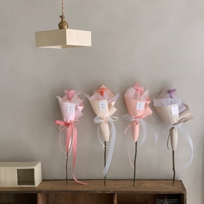 單支永生康乃馨花束 - 淺粉2