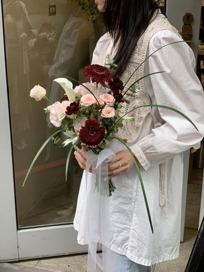 韓式線型捧花 - 紅粉色系3