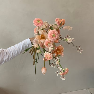 手臂式捧花 - 杏粉色系3