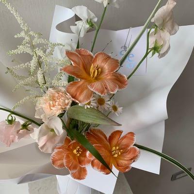 染焦糖鬱金香混合花束2