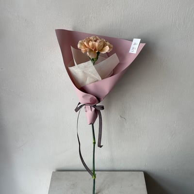 單支康乃馨花束- 奶茶2