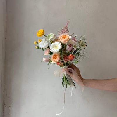 韓式線型捧花 - 橘粉蜜桃4