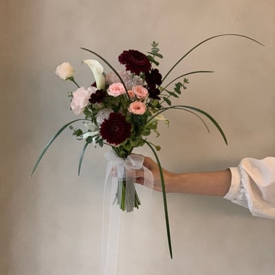 韓式線型捧花 - 紅粉色系2