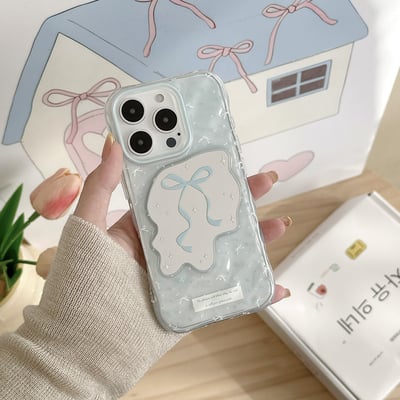 𝟐𝑫𝑨𝒀𝑺.𝒍𝒂𝒃｜透藍鏡面蝴蝶結 iPhone 11–17 系列5