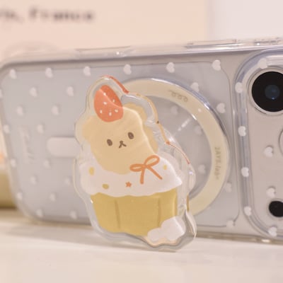 𝟐𝑫𝑨𝒀𝑺.𝒍𝒂𝒃｜【獨家款】甜點小熊磁吸壓克力支架 可愛奶油風 MagSafe 手機支架3