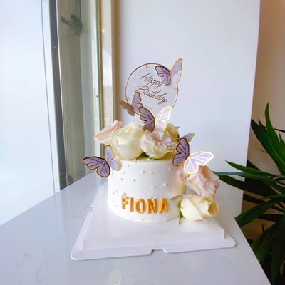 A013純白蝴蝶鮮花蛋糕1