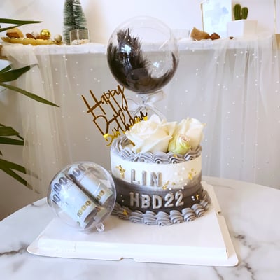 A009銀灰漸層鮮花錢球1