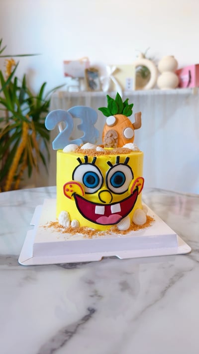 k052海綿寶寶翻糖蛋糕1