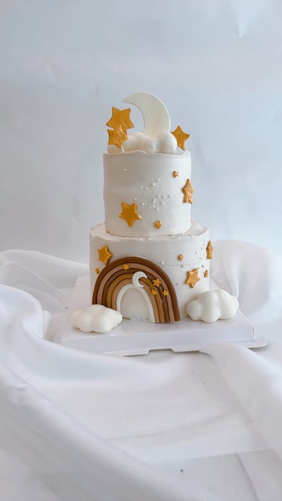 K066米咖色系簡約雙層蛋糕1