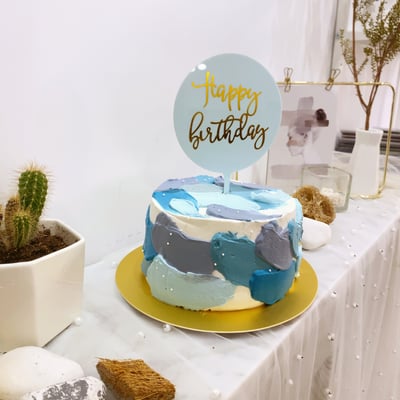 F001簡約藍色色塊蛋糕1