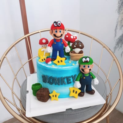 C028馬力歐公仔翻糖蛋糕1