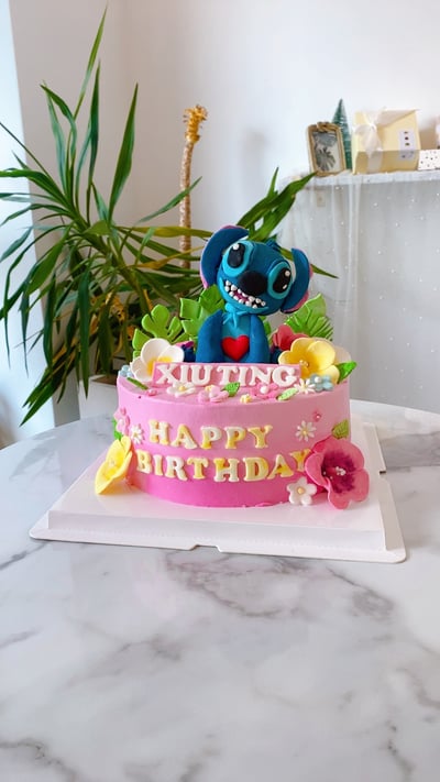 K050花朵史迪奇翻糖蛋糕1