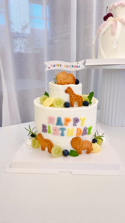 C050小雙層動物餅乾蛋糕1