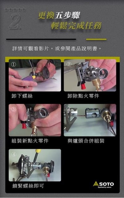 SOTO 爐頭點火系統失靈維修組 OD-1RP/OD-1RXP8