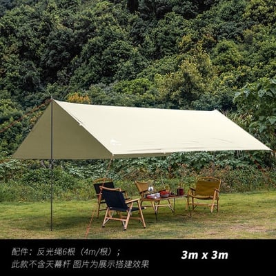 三峰出 3F 多用途方形天幕 210T涂銀 卡其色/象牙白13