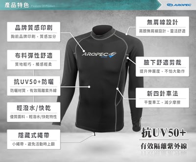 Aropec 男款長袖防曬水母衣 灰色4
