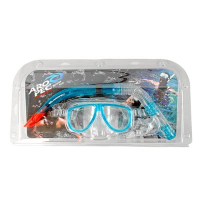 Aropec 成人浮潛呼吸管面鏡套組 水藍1