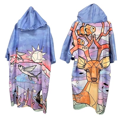 普魯士藍毛巾衣 珊瑚梅花鹿1