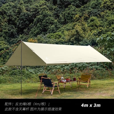 三峰出 3F 多用途方形天幕 210T涂銀 卡其色/象牙白14