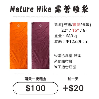 ☆租借-睡袋☆Naturehike 露營睡袋1