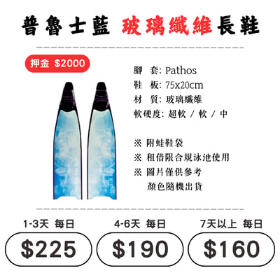 ☆租借-蛙鞋 ☆ 普魯士藍 玻璃纖維 蛙鞋1