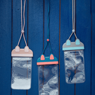 貓咪造型手機防水袋 灰藍2