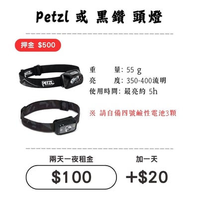 ☆租借-頭燈☆ Petzl 或 黑鑽1