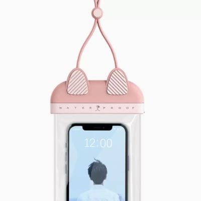 貓咪造型手機防水袋 粉色1