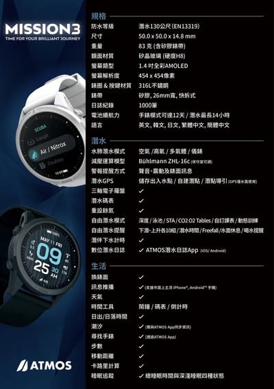 【現貨】 ATMOS MISSION3 潛水電腦錶2
