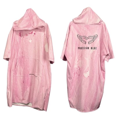 普魯士藍毛巾衣 粉紅湖1