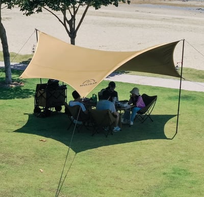 三峰 3F 輕量六角蝶形天幕 210D黑膠涂銀2