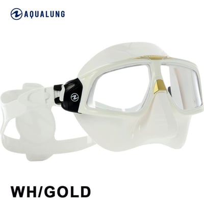 AquaLung Sphera X (思妃拉) 自潛低容積面鏡 白底金色(鍍膜款)1
