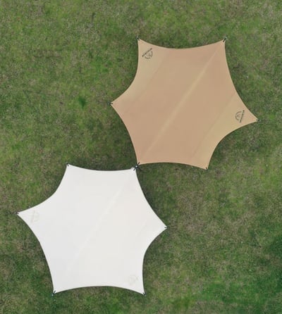 三峰 3F 輕量六角蝶形天幕 210D黑膠涂銀4