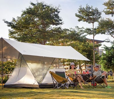 三峰出 3F 多用途方形天幕 210T涂銀 卡其色/象牙白2