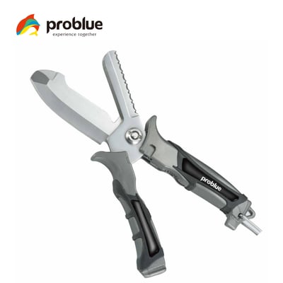 Problue 不锈钢二合一剪刀式平头潜水刀1